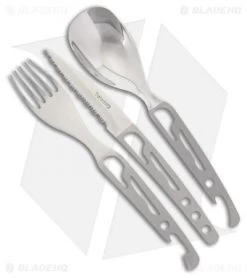 Baladeo Basecamp Stainless Steel 3-Piece Spoon Fork Knife Set (Gray)