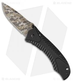 Benchmark Liner Lock Spring Assisted Knife Black G-10 (3.5" Green Camo)