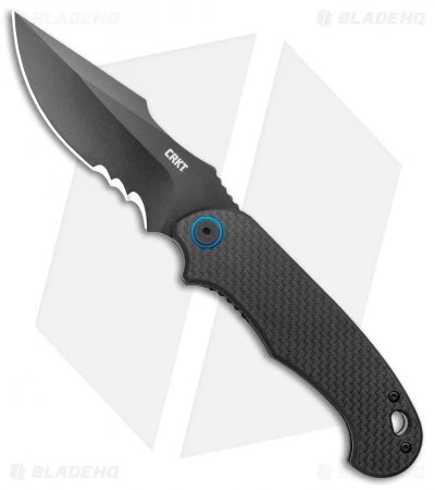 CRKT PSD Liner Lock Spring Assisted Knife Black G-10 / CF (3.6" Black Serr) 3 CRKT PSD Liner Lock Spring Assisted Knife Black G-10 / CF (3.6" Black Serr)