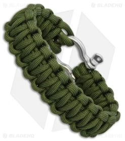 Combat Ready Survival Bracelet Large 9" OD Green Paracord W/ Metal Buckle