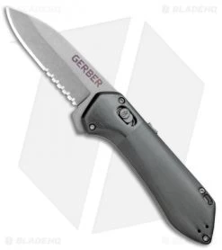 Gerber Highbrow Compact A/O Spring Assisted Knife Gray (2.8" Stonewash Serr)