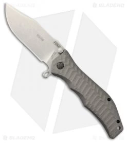 HTM Darrel Ralph Large Gun Hammer Bowie Spring Assisted Knife Gray (3.8" SW)