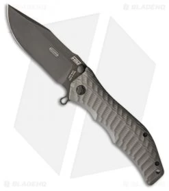 HTM Darrel Ralph Large Gun Hammer Bowie Spring Assisted Knife Gray (3.8" Black)