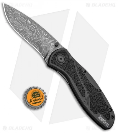 Kershaw Blur Assisted Opening Knife Black Aluminum (3.375" Damascus) 1670BLKDAM 6 Kershaw Blur Assisted Opening Knife Black Aluminum (3.375" Damascus) 1670BLKDAM - Image 4