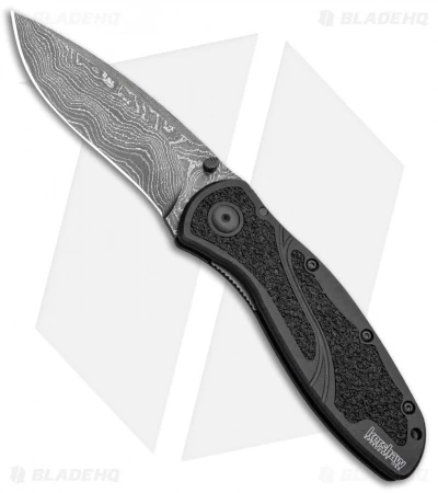Kershaw Blur Assisted Opening Knife Black Aluminum (3.375" Damascus) 1670BLKDAM 3 Kershaw Blur Assisted Opening Knife Black Aluminum (3.375" Damascus) 1670BLKDAM