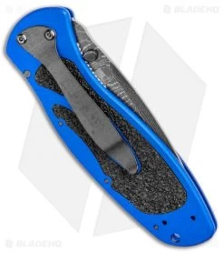 Kershaw Blur Assisted Opening Knife Blue Aluminum (3.375" Damascus) 1670NBDAM -Outdoor Practical Tool Shop Kershaw Blur Assisted Opening Knife Blue Aluminum Damascus 1670NBDAM BHQ 107880 kp side jr