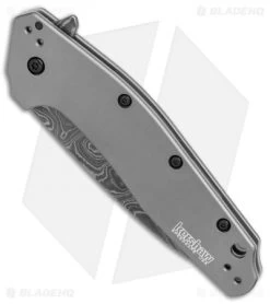 Kershaw Dividend Assisted Opening Knife Gray Aluminum (3" Damascus) 1812GRYDAM -Outdoor Practical Tool Shop Kershaw Dividend Gray Damascus BHQ 74790 er spine