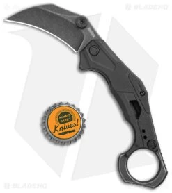 Kershaw Outlier Assisted Karambit Knife Black GRN (2.5" Black Stonewash) 2064 -Outdoor Practical Tool Shop Kershaw Karambit Black Dark SW jr bottlecap