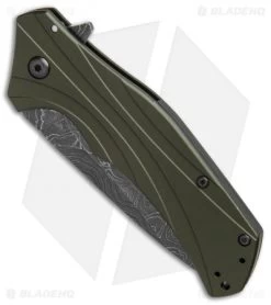 Kershaw Knockout Assisted Opening Knife OD Green (3.25" Damascus) 1870OLDAM -Outdoor Practical Tool Shop Kershaw Knockout AO damascus BHQ 74791 er spine