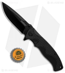 Kershaw 1338B A/O Liner Lock Knife Black GFN (3.5" Black) -Outdoor Practical Tool Shop Kershaw LL A O Black 1338B BHQ 85041 jr bottlecap
