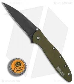 Kershaw Leek Assisted Opening Knife OD Green (3" Black ) 1660OLBLK -Outdoor Practical Tool Shop Kershaw Leek OD Green black BHQ 79637 er bottlecap