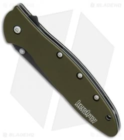 Kershaw Leek Assisted Opening Knife OD Green (3" Black ) 1660OLBLK -Outdoor Practical Tool Shop Kershaw Leek OD Green black BHQ 79637 er spine