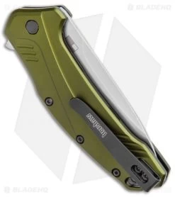 Kershaw Link 20CV Drop Point Knife Olive Al (3.25" Stonewash) 1776OLSW -Outdoor Practical Tool Shop Kershaw Link DP Olive Aluminum SW 1776OLSW BHQ 105987 jr side 2
