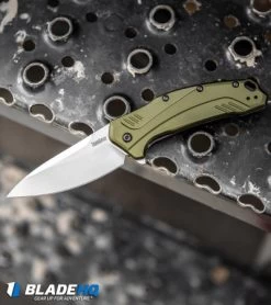 Kershaw Link 20CV Drop Point Knife Olive Al (3.25" Stonewash) 1776OLSW -Outdoor Practical Tool Shop Kershaw Link Drop Point Knife Olive Aluminum Stonewash 20CV 1776OLSW BHQ 105987 kp step web