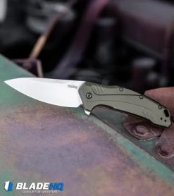 Kershaw Link 20CV Drop Point Knife Olive Al (3.25" Stonewash) 1776OLSW -Outdoor Practical Tool Shop Kershaw Link Drop Point Knife Olive Aluminum Stonewash 20CV 1776OLSW BHQ 105987 kp truck web