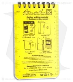 Maxpedition Rite In The Rain Top Spiral Pocket Notebook (3" X 5") Random Color 7 Maxpedition Rite In The Rain Top Spiral Pocket Notebook (3" X 5") Random Color -Outdoor Practical Tool Shop Maxpedition Rite in the Rain Pocket Notebook Yellow MX935 BHQ 50453 jr back