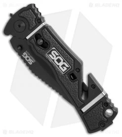 SOG Trident Elite Clip Point Spring Assisted Knife (3.7" Black) TF102 -Outdoor Practical Tool Shop SOG trident elite clip point black TF102 BHQ 21597 er spine