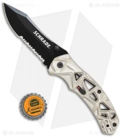 Schrade Shizzle MAGIC Spring Assisted Knife Champagne (3.375" Black Serr) -Outdoor Practical Tool Shop Schrade Shizzle MAGIC SA Champagne Black Serr SCHA11CS BHQ 61994 jr bottlecap