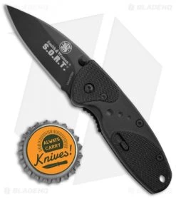 Smith & Wesson Medium S.O.R.T. Spring Assisted Knife Black (2" Black) -Outdoor Practical Tool Shop Smith Wesson S.O.R.T. Medium Black Black SWSORTBM BHQ 4110 jr bottlecap