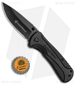 Smith & Wesson Drop Point Spring Assisted Knife (3" Black) 1084304 -Outdoor Practical Tool Shop Smith Wesson SA DP Black 1084304 BHQ 80710 jr bottlecap