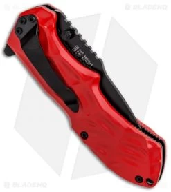 Smith & Wesson Black Ops 3 Red A/O Knife (3.35" Black Serr) SWNKD -Outdoor Practical Tool Shop Smith and Wesson Black Ops LL Red Black Serr SWBLOP3RBS BHQ 85067 jr side