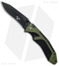 V Nives Fractal Assist Spring Assisted Knife Black/Green G-10 (3.6" Black)