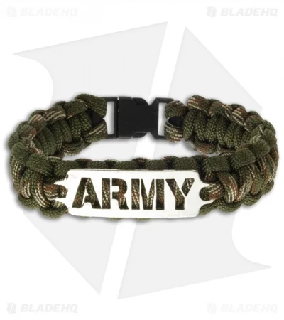 Single Tied Paracord Survival Bracelet W/ Army Plate (Black & Yellow) 4 Single Tied Paracord Survival Bracelet W/ Army Plate (Black & Yellow) - Image 2