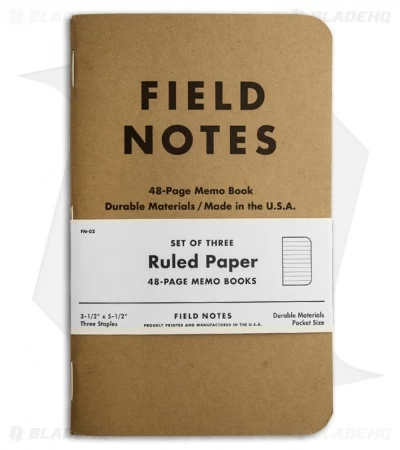 Field Notes Memo Ruled 3-Pack - Original Cover - (Brown) FN-02 3 Field Notes Memo Ruled 3-Pack - Original Cover - (Brown) FN-02