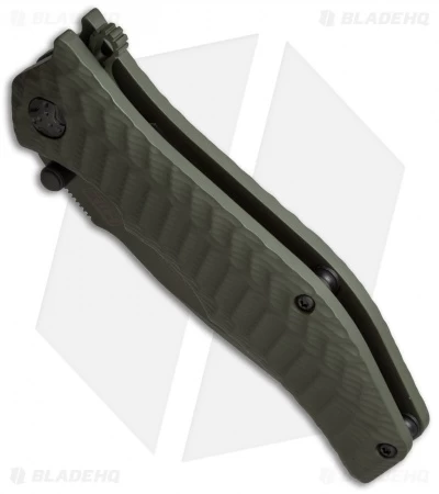 HTM Darrel Ralph Gun Hammer Bowie Spring Assisted Knife OD Green (3.5" OD Green) 4 HTM Darrel Ralph Gun Hammer Bowie Spring Assisted Knife OD Green (3.5" OD Green) - Image 2