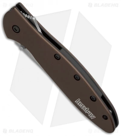 Kershaw Leek Assisted Opening Knife Brown (3" Stonewash) Elmax 1660SWBRN 4 Kershaw Leek Assisted Opening Knife Brown (3" Stonewash) Elmax 1660SWBRN - Image 2