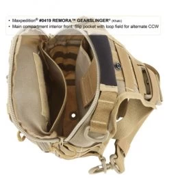 Maxpedition Remora Gearslinger Black Shoulder Utility Pack Bag 0419B -Outdoor Practical Tool Shop maxpedition 0419g od green open