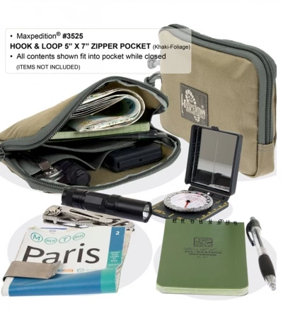 Maxpedition Hook & Loop 5" X 7" Zipper Pocket Khaki/Foliage Pouch 3525KF 5 Maxpedition Hook & Loop 5" X 7" Zipper Pocket Khaki/Foliage Pouch 3525KF - Image 3