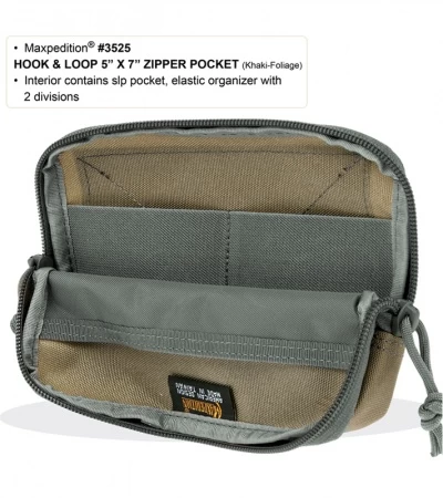 Maxpedition Hook & Loop 5" X 7" Zipper Pocket Khaki/Foliage Pouch 3525KF 4 Maxpedition Hook & Loop 5" X 7" Zipper Pocket Khaki/Foliage Pouch 3525KF - Image 2