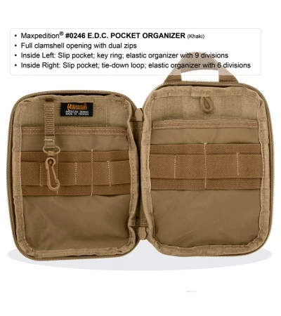 Maxpedition E.D.C. Pocket Organizer Khaki Utility Pouch Bag 0246K 4 Maxpedition E.D.C. Pocket Organizer Khaki Utility Pouch Bag 0246K - Image 2