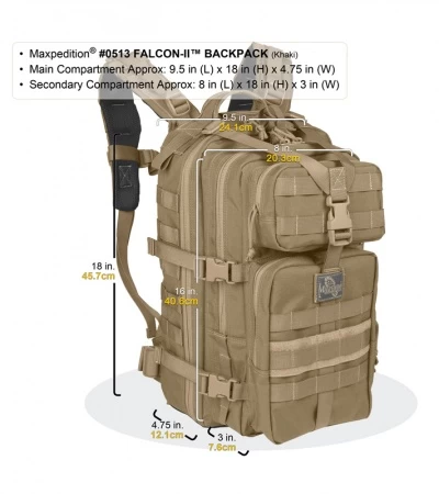 Maxpedition Falcon II Black Assault Backpack Hydration 0513B 5 Maxpedition Falcon II Black Assault Backpack Hydration 0513B - Image 3