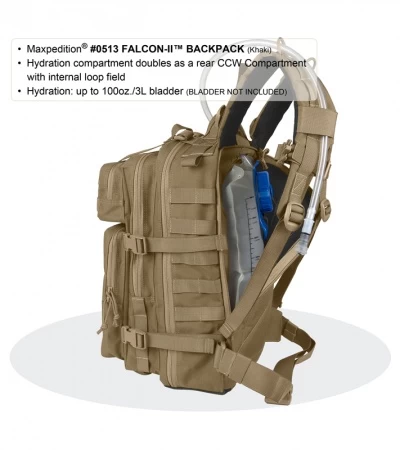 Maxpedition Falcon II Khaki-Foliage Assault Backpack Hydration 0513KF 9 Maxpedition Falcon II Khaki-Foliage Assault Backpack Hydration 0513KF - Image 7