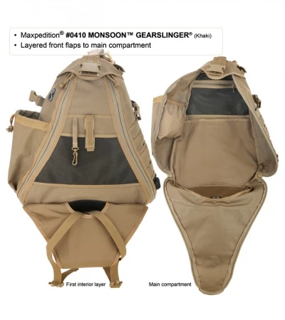 Maxpedition Monsoon Gearslinger Khaki Shoulder Pack Hydration 0410K 5 Maxpedition Monsoon Gearslinger Khaki Shoulder Pack Hydration 0410K - Image 3