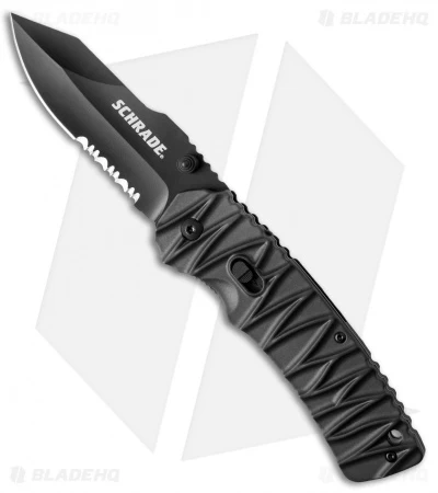 Schrade Dual-Action Manual/Assisted Opening Knife (3.5" Black Serr) SCHA10BS 3 Schrade Dual-Action Manual/Assisted Opening Knife (3.5" Black Serr) SCHA10BS